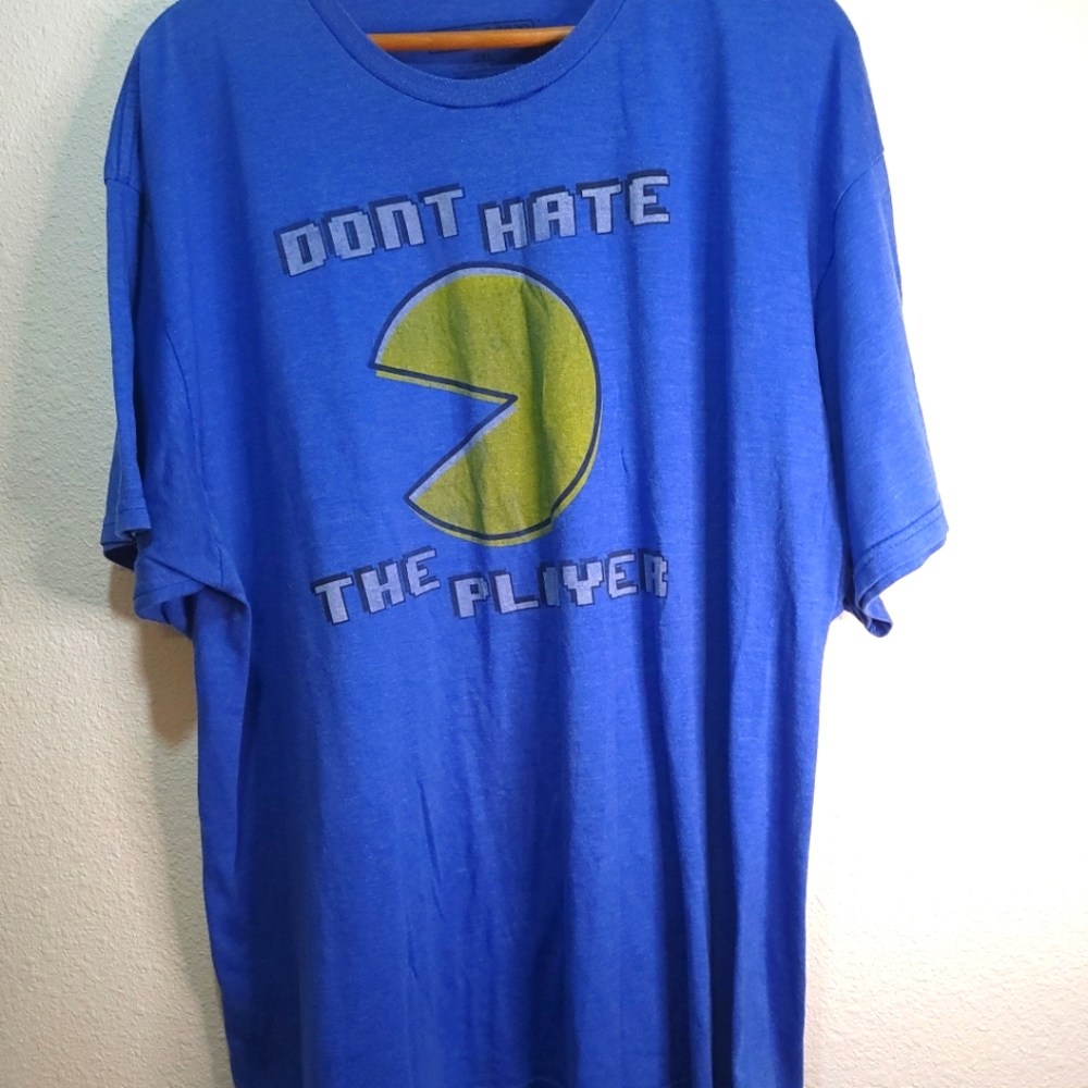 MAD Engine Inc. PAC MAN "DONT HATE THE PLAYER" Mens blue 2XL tshirt
